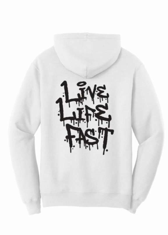 Live Life Fast Dripp White Hoody