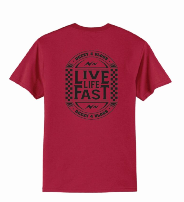 Live Life Fast Juke Box T-Shirt RED