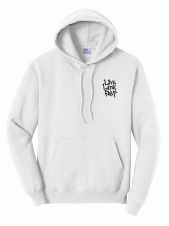 Live Life Fast Dripp White Hoody